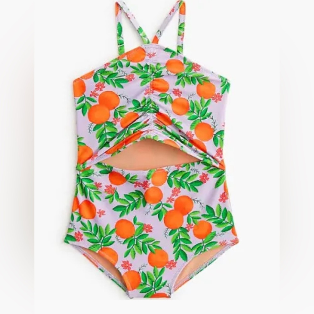 J. Crew CREWCUTS Swimsuit with Orange print NWT